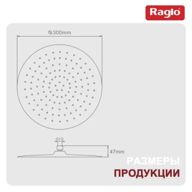 Верхний душ Raglo R451 R451.56.09 300мм, графит 5