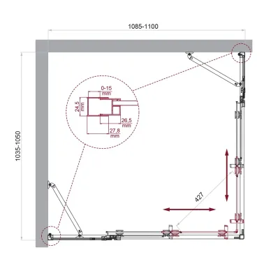 Душевой уголок BelBagno Luce LUCE-AH-22-110/105-C-Cr 110x105 см, хром/прозрачное стекло 5