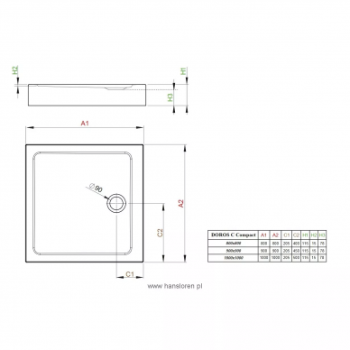 Душевой поддон Radaway Doros C900 Compact (SDRC9090-05) 90x90 1