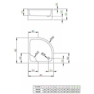 Душевой поддон Radaway Naxos A800 (SBA8841-1) 80x80 1