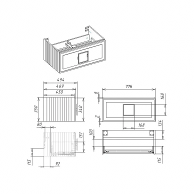 Тумба для ванной La Fenice Cubo 80 (FNC-01-CUB-G-80) Grigio 13