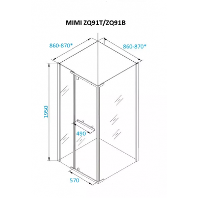 Душевой уголок Cerutti SPA MiMi (MIMI ZQ91B) (90х90) без поддона 5