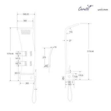 Душевая панель Cerutti SPA Adige W (CT8979) с гидромассажем, белая глянцевая 7