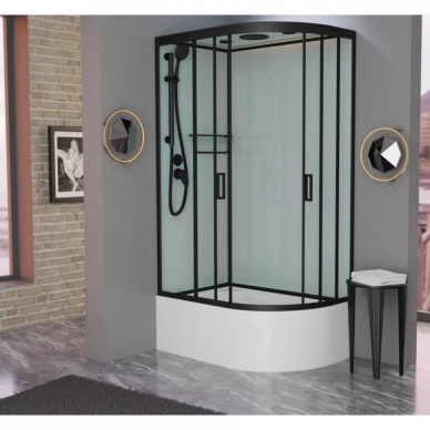 Душевая кабина Frank F412/2L Black (151009) (левосторонняя) 120х80х220 см, прозрачное стекло 7