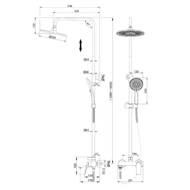 Душевая система Grossman Galaxy (500.K35.01.420) графит сатиновый 8