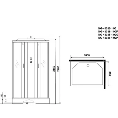 Душевая кабина Niagara Classic  NG-43085-14QP 100x80x220, без гидромассажа 9