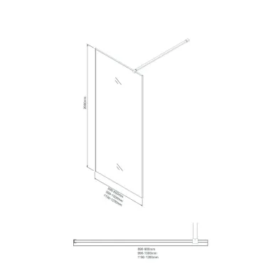 Душевая перегородка Niagara Nova NG-781-12BLACK 120х200 стекло эффект битого стекла/профиль чёрный 8