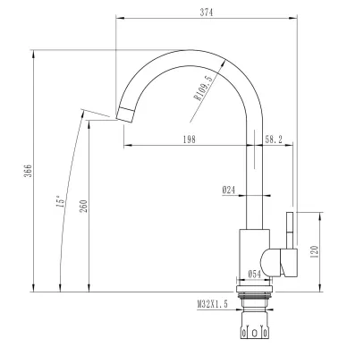 Смеситель для кухни Mixline ML-GS15 550688 высокий излив, терракотовый 5