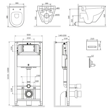 Инсталяция AM.PM IS450A38.701700 в комплекте с унитазом Spirit V2.0 FlashClean, микролифт, кнопка Touch Pro стекло, черный 9