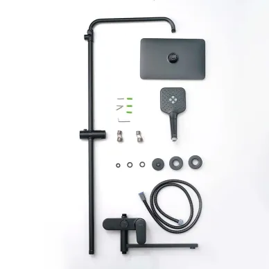 Душевая система Aquatek Ника AQ2840MB с изливом, чёрная матовая 4