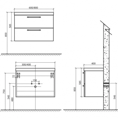 Тумба для ванной Belbagno Tongo (TONGO-800-2C-SO-BL) белый 3
