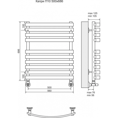 Полотенцесушитель водяной Terminus Капри П10 (500х686) 1