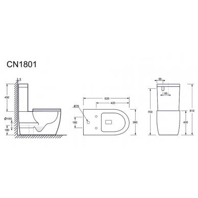 Унитаз напольный Ceramicanova Mia (CN1801-B) безободковый с сидением микролифт 7