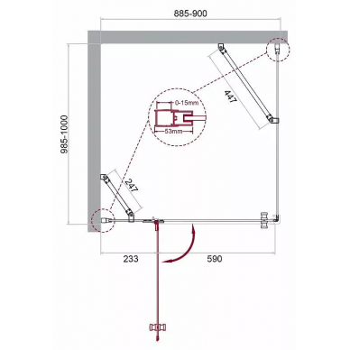 Душевой уголок BelBagno Kraft (KRAFT-AH-12-90/100-C-Cr-L) 90х100 см, профиль хром/стекло прозрачное 5