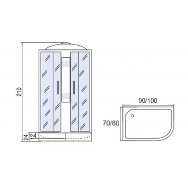 Душевая кабина Мономах 100/80/24 L (100х80) левая 3