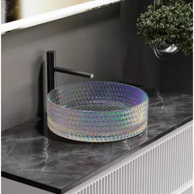Раковина накладная Ceramicanova Cristal (CN6059) (36 см) стеклянная неон 8