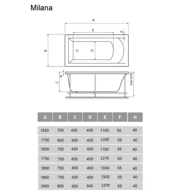 Акриловая ванна Vayer Milana (Гл000024272) 175х70 5