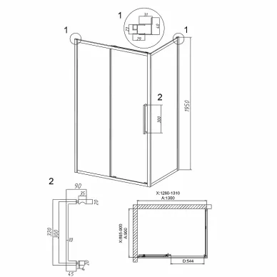 Душевой уголок Grossman Cosmo 130x90х195 см, стекло прозрачное/профиль графит сатин 5