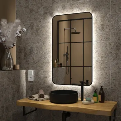 Зеркало Teymi Solli Black Soft Line T20234S с подсветкой, сенсор на взмах, чёрный, 100 см 7