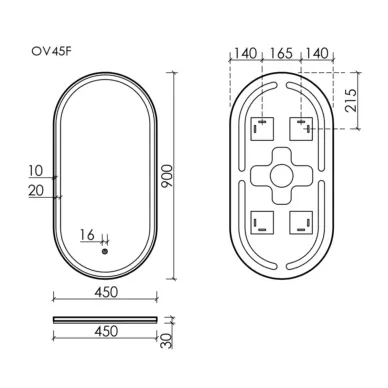 Зеркало Sancos Oval OV45F 45x90 см, с LED подсветкой 5