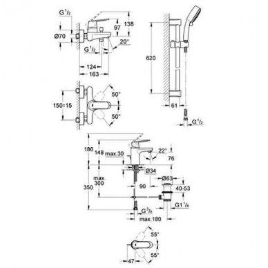 Комплект для ванной Grohe Eurosmart Cosmopolitan (121655) 3 в 1 1