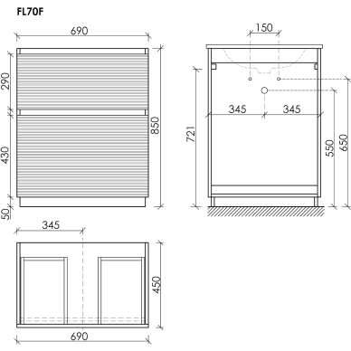 Тумба для ванной Sancos Folk Floor FL70FW напольная, 69 см, bianco 4