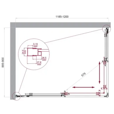 Душевой уголок BelBagno Luce LUCE-AH-2-120/90-C-Cr 120x90 см, хром/прозрачное стекло 5