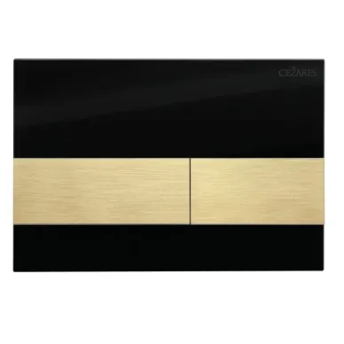 Смывная клавиша Cezares Lux LUX-GN-1-BORO чёрное стекло/брашированное золото 0