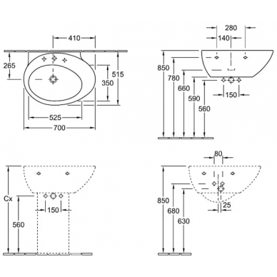 Раковина Villeroy & Boch Aveo New Generation (713270R2) (70 см) 1