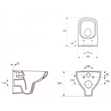 Чаша подвесного унитаза Cersanit Colour (S-MZ-COLOUR-COn-DL-w) безободковый, микролифт 5