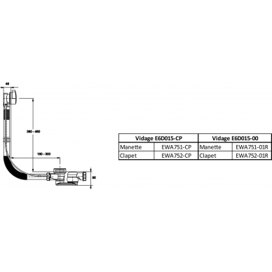 Слив-перелив для ванны Jacob Delafon (E6D015-CP) 1