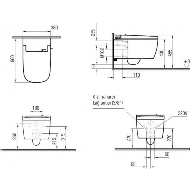 Унитаз подвесной Vitra V-Care Comfort (5674B003-6194), микролифт, с функцией биде 5