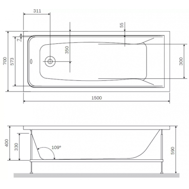Акриловая ванна Am.Pm Gem (W90A-150-070B-A) (150x70) (черный) 7