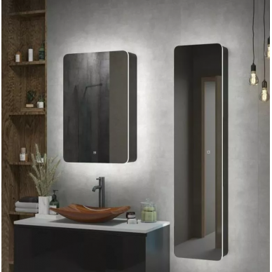Зеркальный шкаф Art&Max Lecce (AM-Lec-360-1560-1D-DS-F-Nero) (36.8x156.8 см) с LED подсветкой, nero matt 5