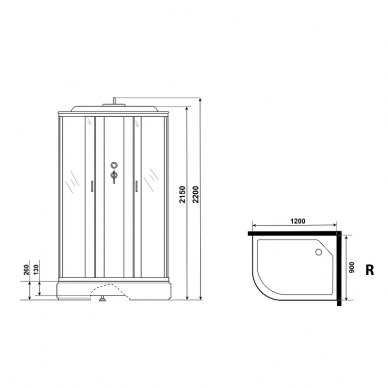 Душевая кабина Niagara Classic 120х90 R (NG-33294-14RF) с гидромассажем 14