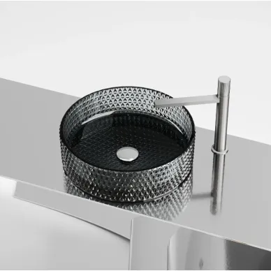 Раковина накладная Ceramicanova Cristal (CN6060) (36 см) стеклянная чёрная 8