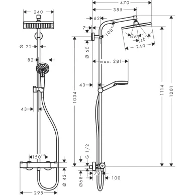 Душевая система Hansgrohe Crometta E 27281000 термостатическая, хром 6