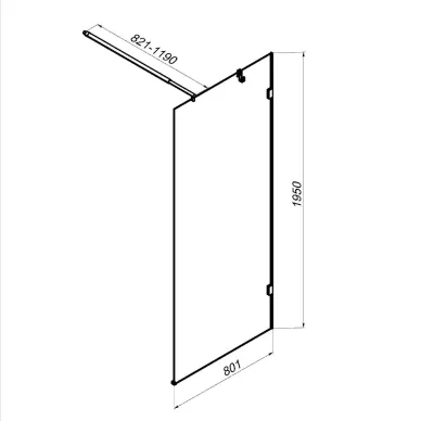 Душевая перегородка Am.Pm X-Joy W94UWI-80-F1-BTE 80 см, профиль черный матовый/прозрачное стекло 6