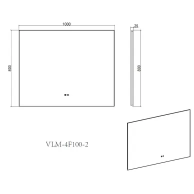 Зеркало Vincea VLM-4F100GM-2 100x80 см, с подсветкой с сенсорным выключателем, воронёная сталь 3