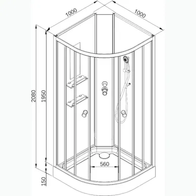 Душевая кабина DTO EM EM1510N 100x100x208 см, без крыши 11
