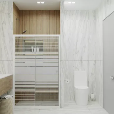 Душевая дверь Triton Слайд (120х185) профиль белый/стекло прозрачное с рисунком 5