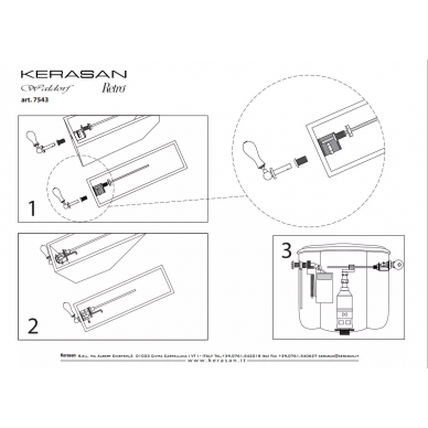 Механизм для унитаза Kerasan (754393br) бронза для низкого бачка с боковой ручкой 2