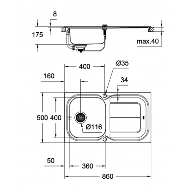 Мойка кухонная Grohe K300 (31563SD0) 1