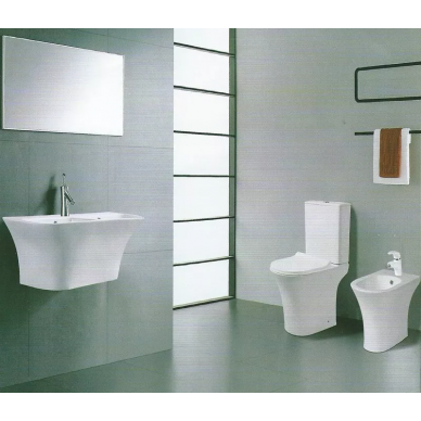 Унитаз напольный CeramaLux (1215P) компакт, глянцевый белый 5