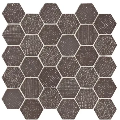 N25174 VIVA HEXAG.ENM.AZABACHE 38x39.5 0
