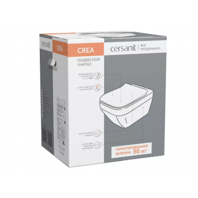Подвесной унитаз Cersanit Crea Square Clean On DPL EO slim (A63115) микролифт 6