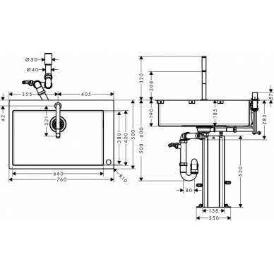 Мойка кухонная Hansgrohe C71-F660-08 (43202000) со смесителем 5