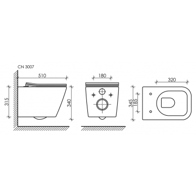 Унитаз подвесной Ceramicanova Metric Rimless (CN3007MB) с микролифтом (черный матовый) 6