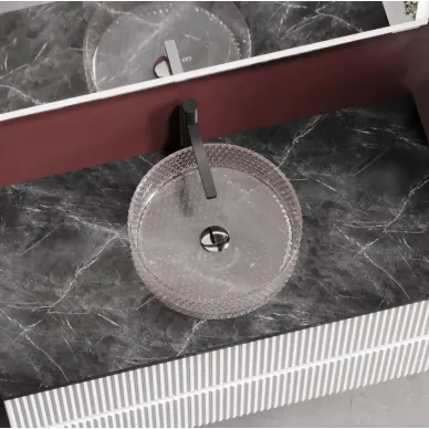 Раковина накладная Ceramicanova Cristal (CN6061) (36 см) стеклянная розовая 8