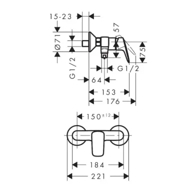 Смеситель для душа Hansgrohe Logis 71600670 чёрный матовый 1